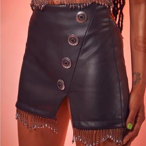 Quick Draw Vegan Leather Mini Skirt